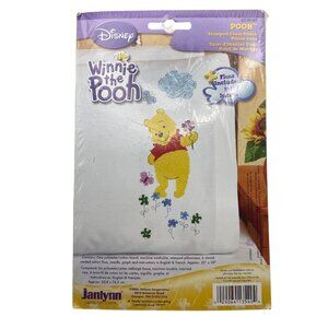 Disney Janlynn Winnie Pooh Stamped Cross Stitch Pillowcase Kit 20"x30" Floss Vtg